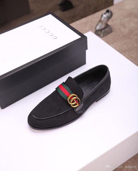 

18ss split leather pointed toe new design men dress shoes formal business slip-on loafers flats party club wedding oxfords yyyy1, Black