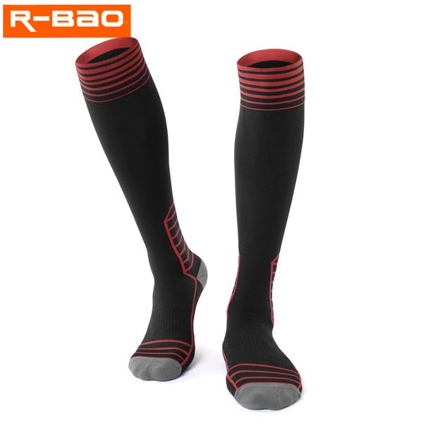 

r-bao professional cycling sock men women long sport compression sock bike cycle for running marathon calcetines ciclismo hombre, Black