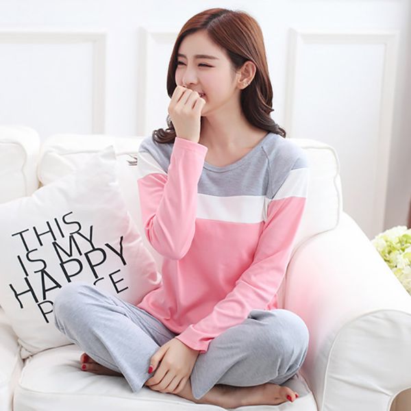 

pajamas sets spring autumn 2019 cute sleepwear woman's long sleeved cotton pyjamas student tracksuit female pyjamas night suit, Black;red