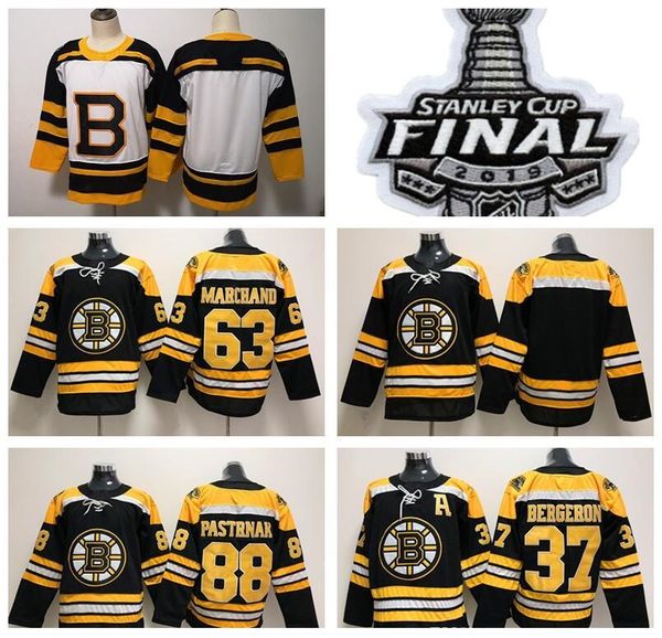 

men lady youth boston bruins jersey ice hockey 37 patrice bergeron 63 brad marchand 88 david pastrnak women jerseys black man kids children, Black;red