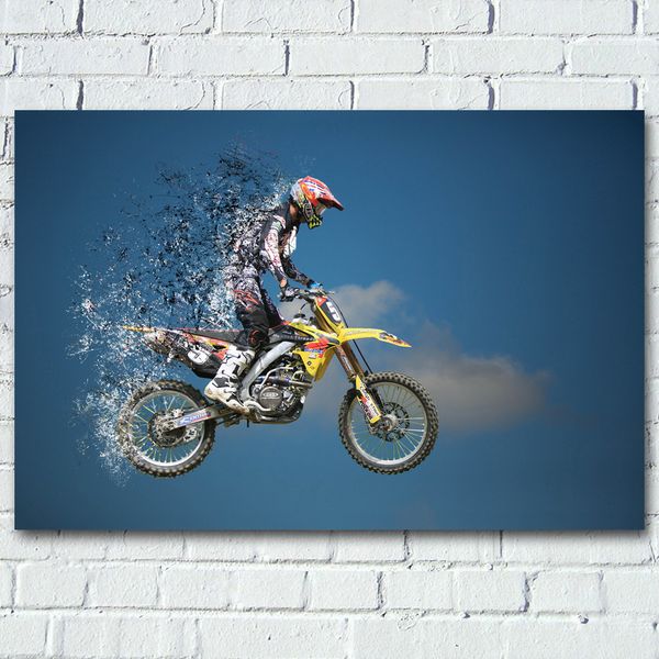 

diy framed paintings dirtbike motocross moto bike extreme sport wall art poster canvas silk printed for living room decor