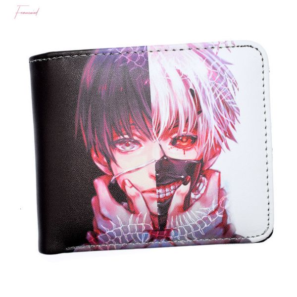 

anime tokyo ghoul death note short wallet with coin pocket money bag for men women, Red;black
