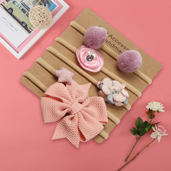 

elastic flower headbands for baby girls hair accessories baby girls bows soft nylon turban stretchy hair band 5pcs/set, Slivery;white