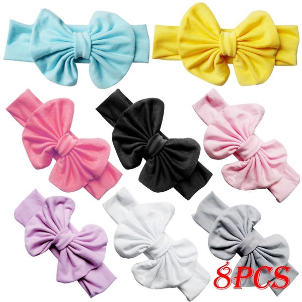 

8 pair hair band baby children's nylon soft hair accessories band 8 sets of jewelry gifts stretchable for baby's head shape, Slivery;white