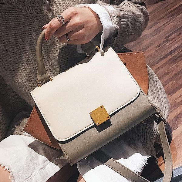 

european style fashion new women handbag 2017 pu leather female bag simple hit color shoulder bag portable tote