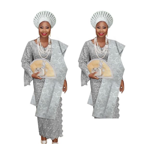 

nigerian gele headtie aso oke with the shoulder gele turban for women, Red