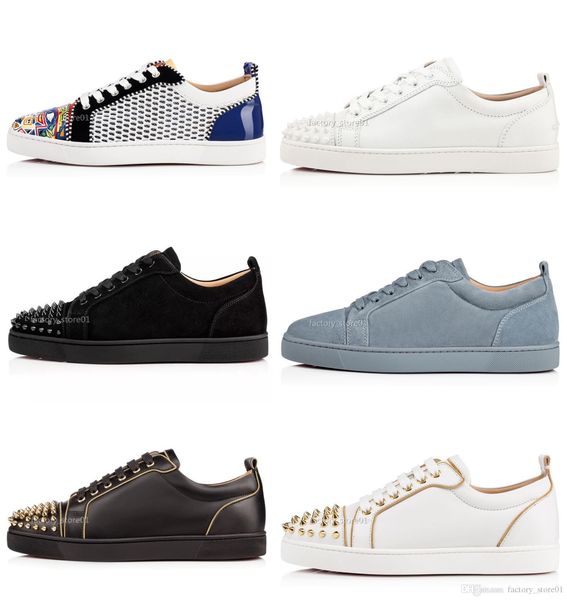 

designer sneakers red bottom low cut spikes flats shoes for men women leather sneakers casual shoes with dust bag party wedding sneaker, Black