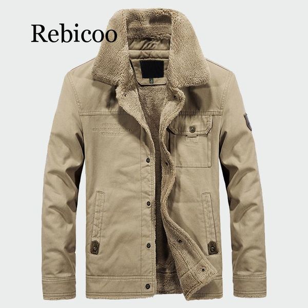 

rebicoo 2019 men's thick fleece coats winter warm jackets padded casual hooded thermal parka new men overcoat mens clothing, Tan;black