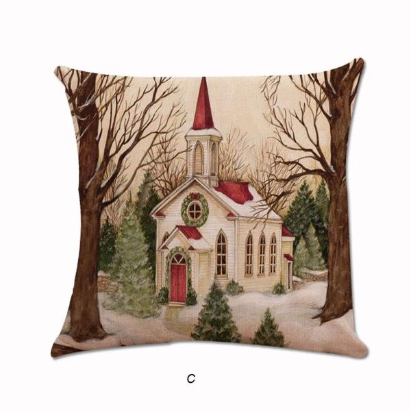 

new 45*45cm mery christmas tree and pattern cotton linen throw pillowcover home decorative pillowcase christmas xmas pillow case