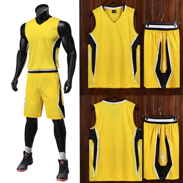 

men blank double-sided basketball team uniforms kits sports clothes tracksuits personality customized basketball sets with shorts h08-8, Blue;black
