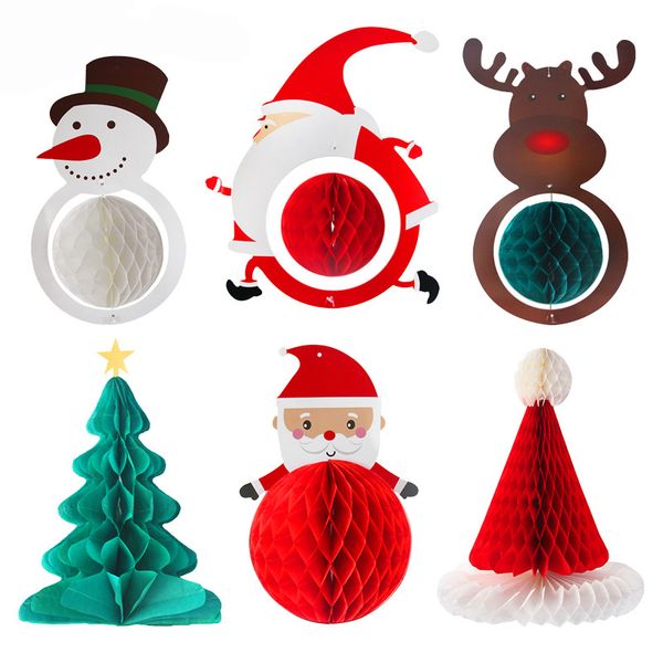 

christmas tree hanging ornament santa claus snowman pendant xmas honeycomb balls christmas decorations for home new year decor