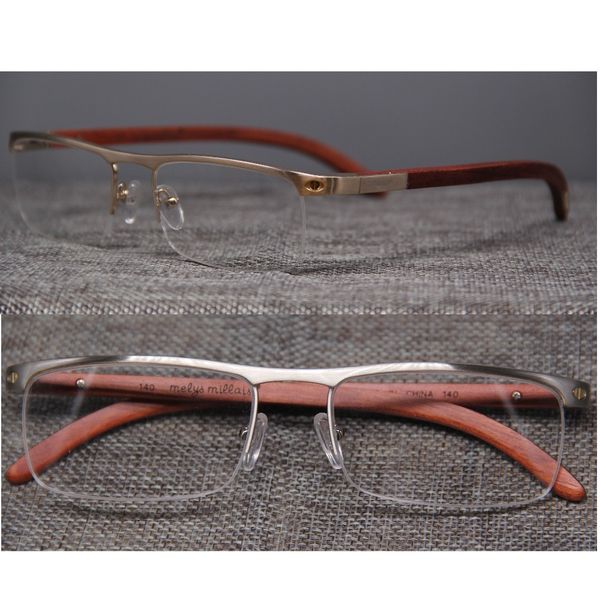 

brand wood legs half-rim optical eyeglasses frame prescription glasses frame myopia spectacles ing, Black