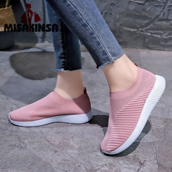 

misakinsa new summer women flats shoes round toe breathable slip on sneakers shoes fashion leisure women size 35-43, Black