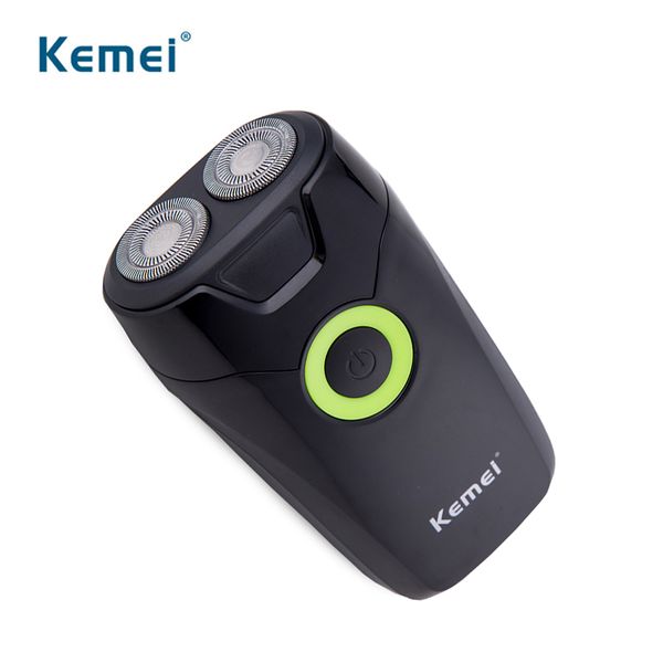 

kemei beard cutter 2 rotating blade head electric shaver rechargeable sharp automatic grinding shaving machine portable beard trimmer