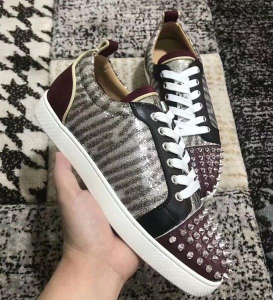 

r men casual shoes spike red bottom men sneakers floral designs leather shoes junior calf casual loafer shoes suede size:35-46, Black