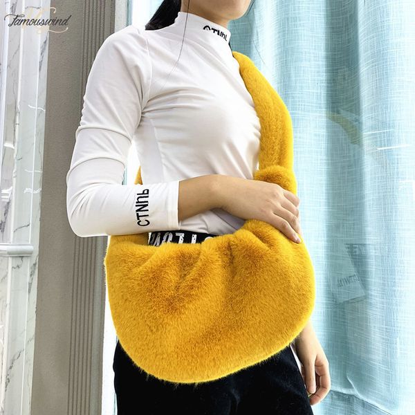 

bags for women 2020 winter faux fur pack trendy plush messenger bag casual fur shoulder bags bolsa feminina a46801