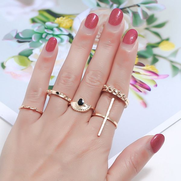 

fashion bohemia gold rings sets for women jewelry geometry finger rings accessory wholesale, Slivery;golden