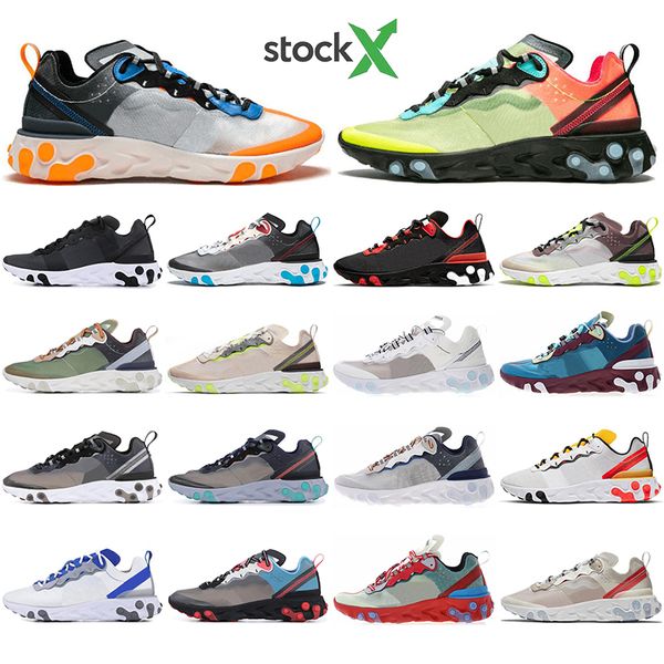 

with socks react element 55 87 undercover mens running shoes triple black white red sail anthracite designer sneakers womens sports shoes