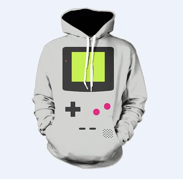 

3d console printing with cap pocket cover men's fashion men's clothing with hat clothing blouse hoodies, Black