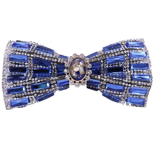 

neck tie set pawxfb 2021 women men diamond bow blue white colors  12*6cm, Black;blue