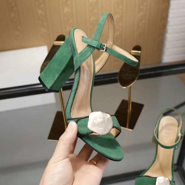 

heeled sandals coarse metal buckle for parties and banquets luxury sandals size 34-42 41, Black