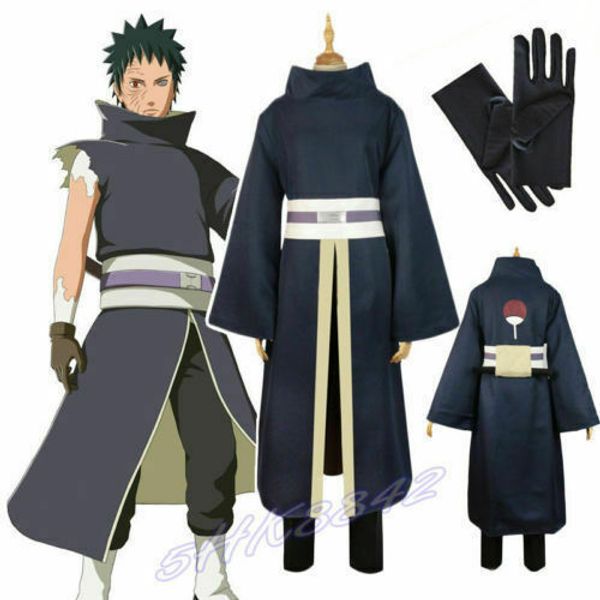 

hot akatsuki ninja tobi обито учиха мадара костюм плащ равномерное косплей костюм, Black;red
