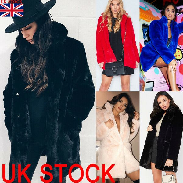 

women winter fashion lapel faux fur fluffy parka jacket long hooded coat soft warm open front outwear coat overcoat cardigan, Black;white