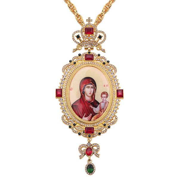 

holy catholic crucifix cross necklace orthodox religious long necklace gothic hip hop birthstone crown jewelry gold necklace, Silver