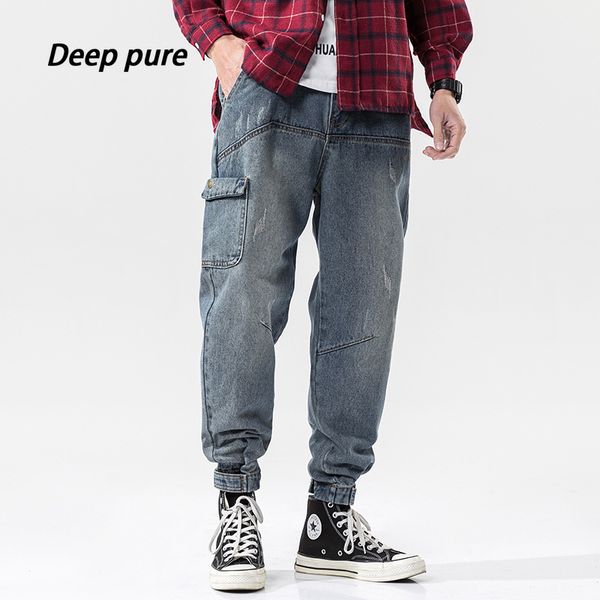 

men,jeans,oversized,harajuku,streetwear,casual,pocket,distress,fashion, Blue