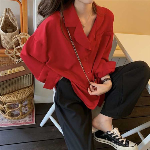 

women's blouses & shirts little mature lady red blouse autumn long sleeve women shirt chemise femme chemisier blusa mujer camisa, White