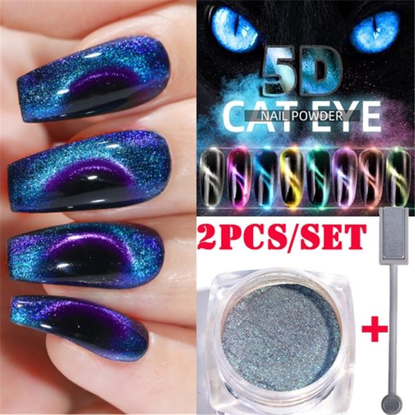 

2pcs/set 3d diy optical nails mirror powder chrome pigment dust glitters manicure nail art decorations accessories nail set kit