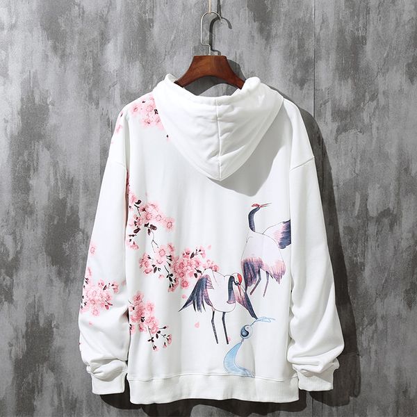 

oriental cherry print hoodie streetwear hip hop oversize women men cotton sweatshirts retro hoody chinese style kk3147, Red
