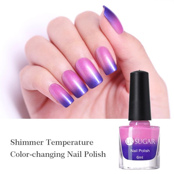 

ur sugar thermal nail polish shimmer glitter nail art varnish temperature color changing air dry manicure lacquer
