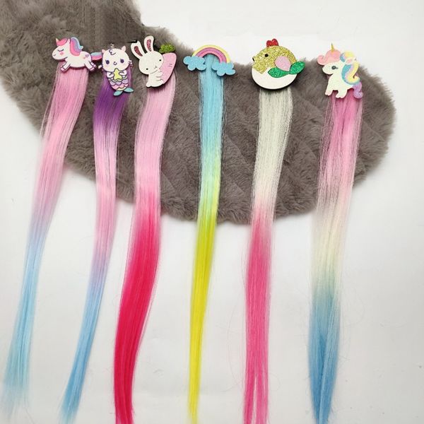 Haarverlängerungen Perücke für Kinder Mädchen Einhorn Cartoon Kopf Haarschleifen Clips Bobby Pins Haarnadel Haarspange Haarschmuck 50 Stück 0213