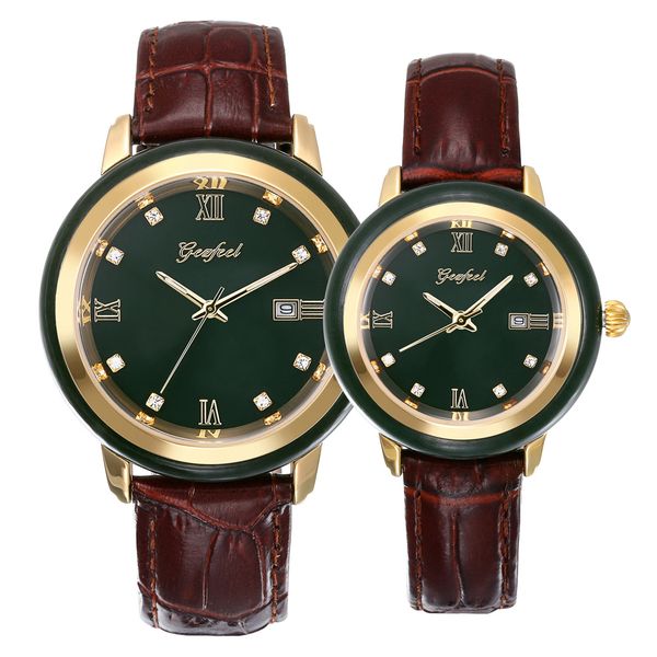 

2019 new jade women watches couple watch business men's clock jade mechanical calendar creative personality luxury female watchs, Slivery;brown