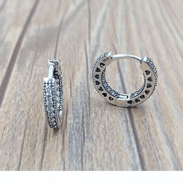 

аутентичные стерлингового серебра 925 обивает сердца пандоры хооп серьги приспосабливает европейский pandora стиль коты ювелирных изделий 29, Golden;silver