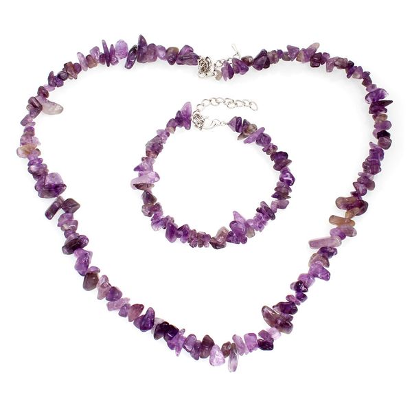 

yyw natural real agata amethysts quartz sea opal moon stone jewelry single chips stone beaded bracelets necklace set, Silver