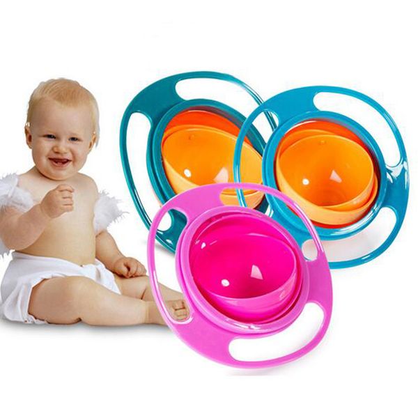 

new 360 circle rotating kid-proof non spill feeding toddler gyro bowl with lid avoid food spilling children creation bowl feeding supplies