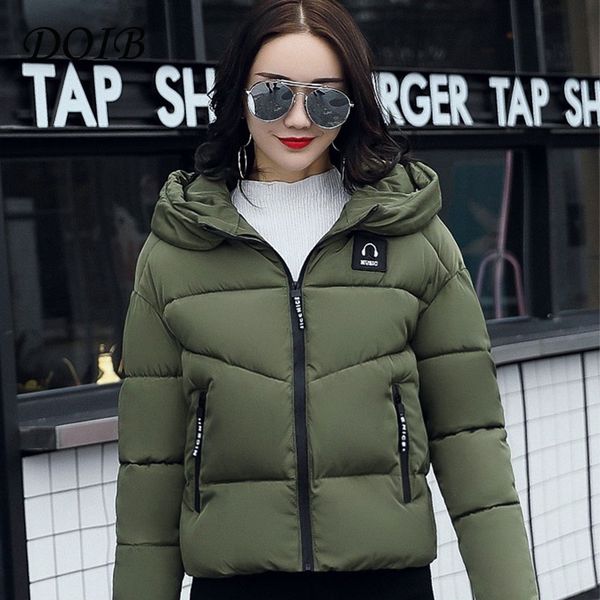 

doib casual autumn winter jacket coat 2018 thick warm women parka female plus size hoodies fur collar coat outwear 2xl, Black