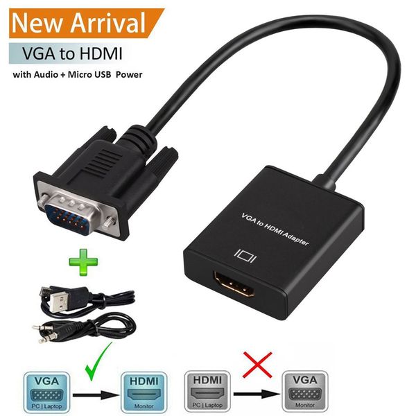 

vga to hdmi adapter converter 1080p vga to hdmi (male to female)for computer, desk lap pc,monitor,projector,hdtv with audio cable