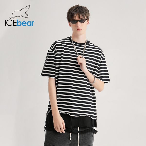 

2020 summer tide brand striped east gate men and women short-sleeved t-shirt m-1112, White;black