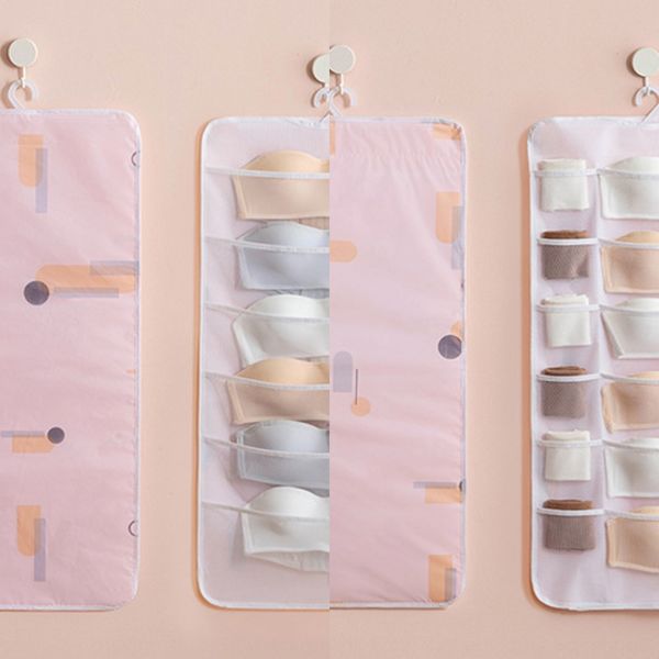 

storage bag underwear socks wall wall hanging type household bedroom dormitory double-sided underwear socks hanging bra storage rack