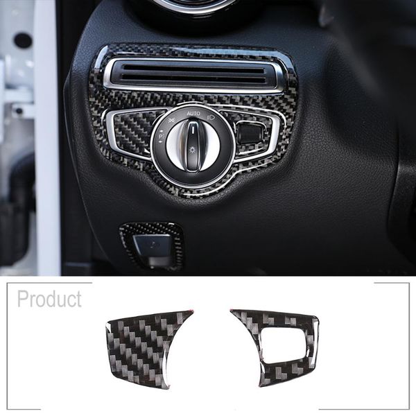 

for c class w205 2016-2019 grain head light headlight switch button cover 3d internal sticker accessories