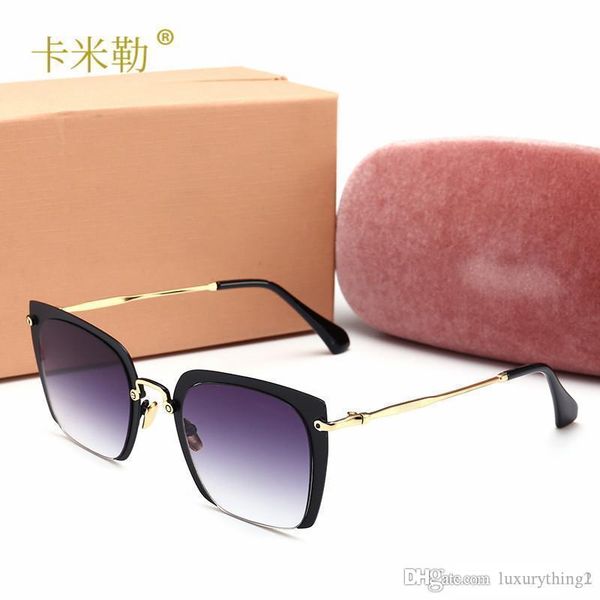 

2019 new fashion half-frame sunglasses women color film square fashion fashion sunglasses driving, White;black
