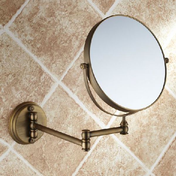 

Bath Mirrors 3 x Magnifying Mirror of Bathroom Makeup Mirror Folding Shave 8" Dual Side Antique Brass Wall Round Mirrors