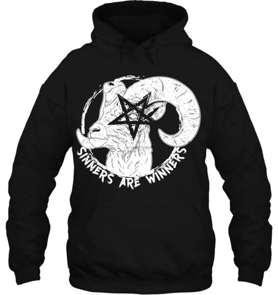 

men hoodie funny novelty sinners are winners goth death metal shir women streetwear, Black