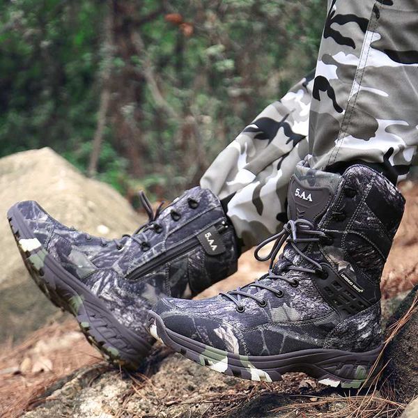 

men forest hunting boots waterproof hiking shoes large size eur39-47 all season mountain climbing combat boots men