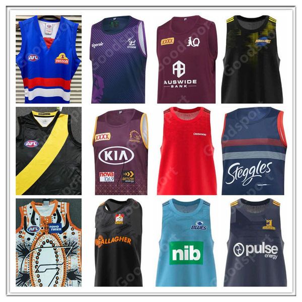 

2020 rugby vest maroon highlander rooster storm hurrican crusader bronco chief blue giant richmond tigers afl western bulldog jerseys thot, Black;gray