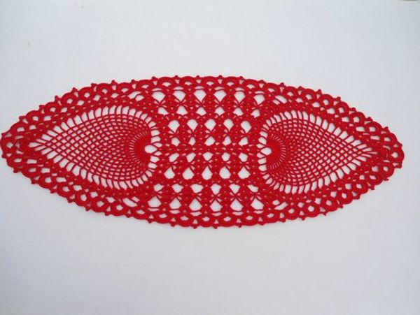 

11pcs hand oval crochet doily, red doilies, pineapple doily, crochet table runner, 23" x 9" (58 cm. x 23 cm. ), Black