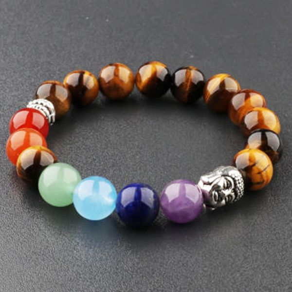 

couples distance bracelet classic natural stone bracelets bangles energy tiger eye amethysts bracelet stone 18cm for men women, Black